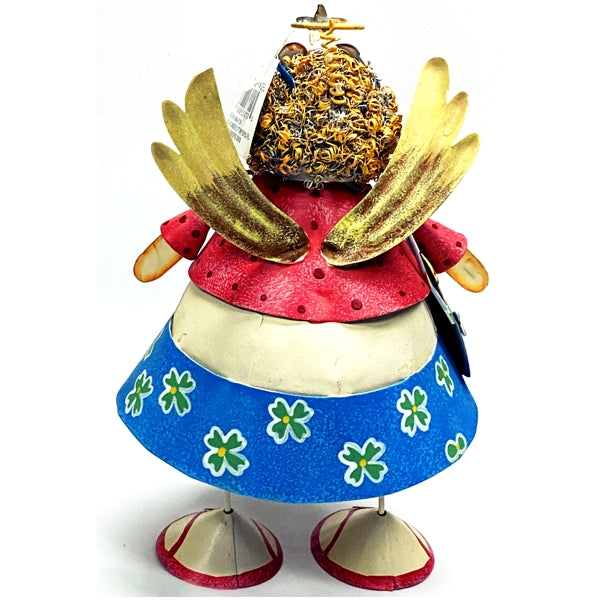 BeachCombers Bouncy Jiggle Beach Angel Metal Figurine - Polka Dot/Hibiscus Floral (9" x 6" x 4.5")