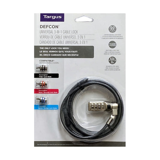 Targus DEFCON Universal 3-in-1 Computer Cable Lock (6.5 ft.)