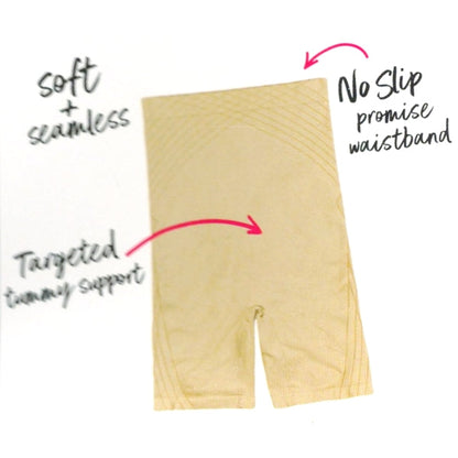 Maidenform Firm High  Waist Thigh Slimmer Shapewear - SES078/Beige (Size Small) Targeted Tummy Support