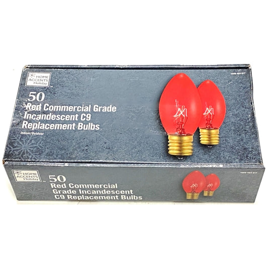 Home Accents Commercial Grade Incandescent C9 String Light Replacement Bulbs - Red (50 Count) Indoor/Outdoor