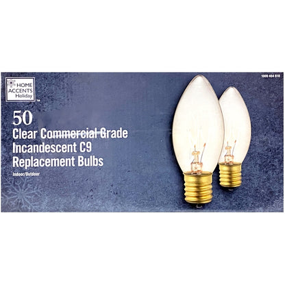 Home Accents Commercial Grade Incandescent C9 String Light Replacement Bulbs - Clear (50 Count) Indoor/Outdoor