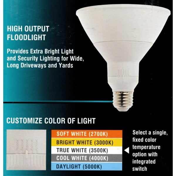 Ecosmart 22 Watt PAR38 High Output LED Flood Light Bulb (Integrated Switch on Light Bulb for Color Temp. Option) 250 Watt Replacement using only 22W