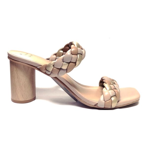 A New Day Double Strap Basil Mule Slip-on Sandal Shoes - Neutral/Gold (3.25" Heel) Select Available Size - $5 Outlet