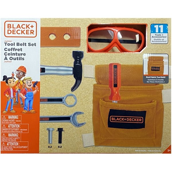 Black + Decker Kids Junior Tool Belt and Tool Set (11 - Piece Set) - Dollar Fanatic