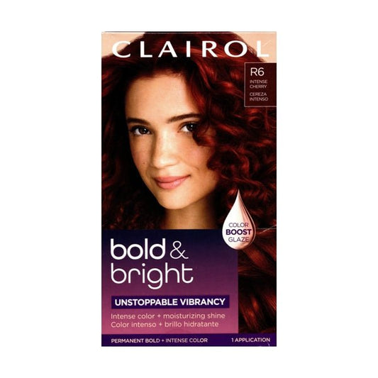 Clairol Bold and Bright Hair Color Permanent Kit (R6 Intense Cherry) Includes Color Boost Glaze - Dollar Fanatic