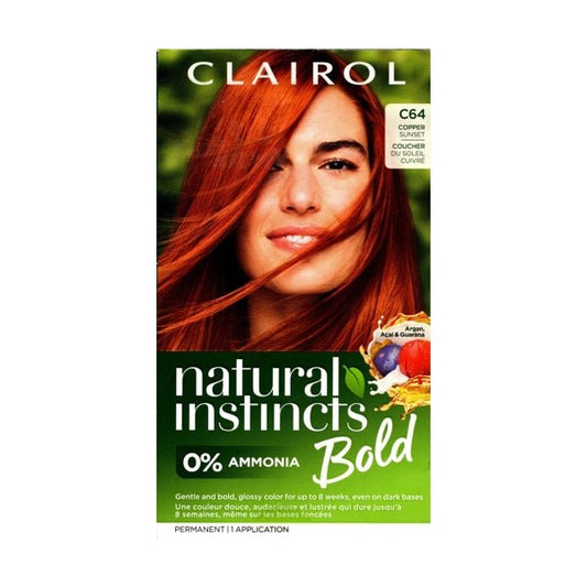 Clairol Natural Instincts Bold Permanent Hair Color Kit (C64 Copper Sunset) Vegan, Ammonia Free - Dollar Fanatic