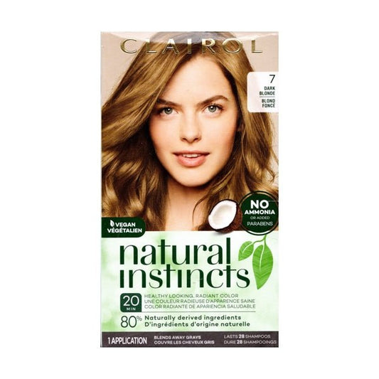 Clairol Natural Instincts Demi - Permanent Hair Color Kit (7 Dark Blonde) Vegan, Lasts 28 Shampoos - Dollar Fanatic