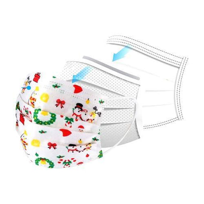 Clearance - BingFone Adult 3-Ply Protective Disposable Face Masks - Holiday Themed (50 Pack) Best by Date: 08/09/2022 - DollarFanatic.com