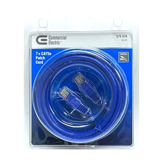 Commercial Electric 7 ft. CAT5e Patch Cord Ethernet Cable (Blue) - Dollar Fanatic