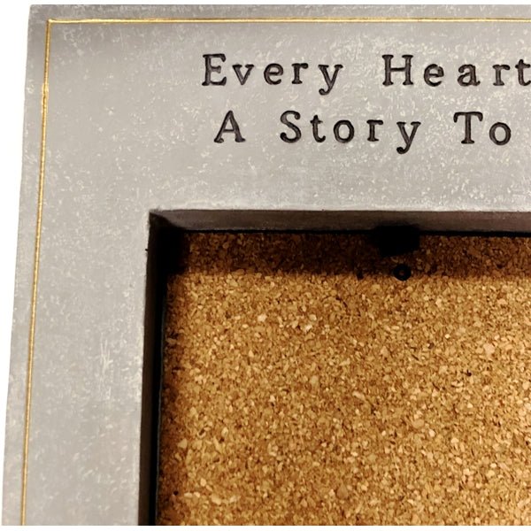 Demdaco Every Heart Has a Story to Tell Photo Shadow Box - 8.5" x 13.5" (Photo Clip Holder & 4.5" x 6" Cork Board) Heavy Duty - Dollar Fanatic