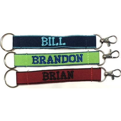 Embroidered Name Keychain Nylon Key Strap & Clip (1" x 7.75") Select Name Starting with "B" - DollarFanatic.com