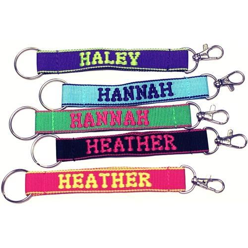 Embroidered Name Keychain Nylon Key Strap & Clip (1" x 7.75") Select Name Starting with "G" or "H" - DollarFanatic.com