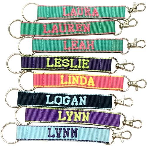 Embroidered Name Keychain Nylon Key Strap & Clip (1" x 7.75") Select Name Starting with "L" - DollarFanatic.com