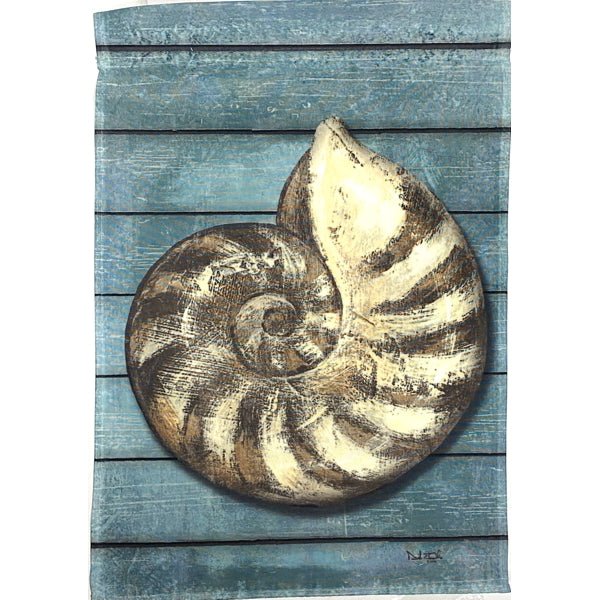 Encore Decorative Garden Flag - Blue/Nautilus Shell (12.5" x 18") Double - Sided - Dollar Fanatic