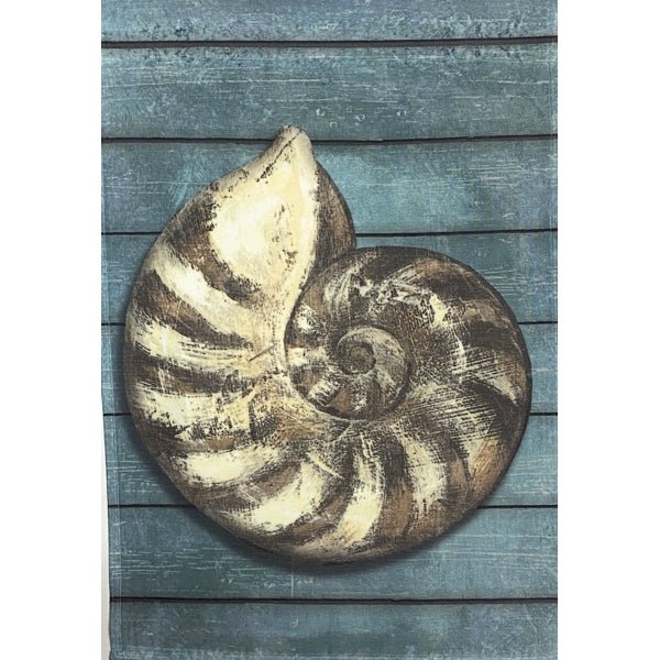 Encore Decorative Garden Flag - Blue/Nautilus Shell (12.5" x 18") Double - Sided - Dollar Fanatic