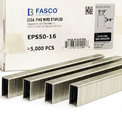 Fasco Galvanized 5/16" x 5/8" Chisel Point 20 Gauge Fine Wire Staples - EPS50-16 (5000 Pack) Best for Interior Service Class 1 - DollarFanatic.com