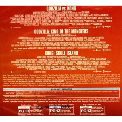 Godzilla/Kong 3 - Film Collection - Godzilla vs. Kong/Godzilla King of the Monsters/Kong Skull Island (3 - Movie BluRayDVD Set) - Dollar Fanatic