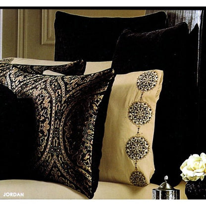 J Queen New York European Chenille Pillow Sham Case - Jordan/Black Chocolate (Fits Pillow Size 26" x 26") - Dollar Fanatic