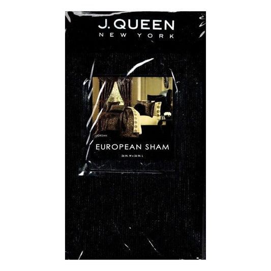 J Queen New York European Chenille Pillow Sham Case - Jordan/Black Chocolate (Fits Pillow Size 26" x 26") - Dollar Fanatic