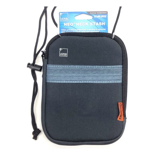 Lewis N. Clark RFID Data Block Neoprene Pouch with Lanyard - Charcoal (7" x 5") - DollarFanatic.com