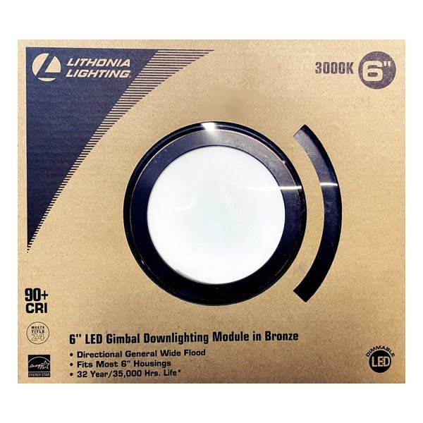 Lithonia Lighting 6" LED Gimbal Recessed Downlighting Round LED Fixture (Oil Rubbed - Bronze Trim) Dimmable, Directional General Wide Flood - Dollar Fanatic