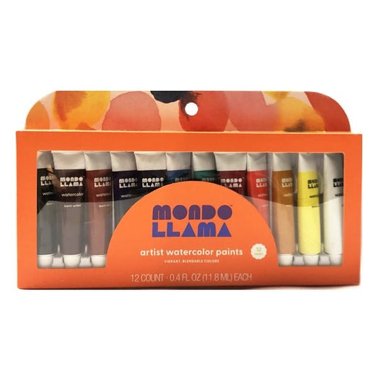 Mondo Llama Artist Watercolor Paint Tubes - Blendable Colors (12 Pack) - DollarFanatic.com