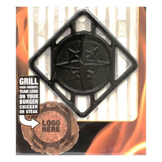 Pangea Seattle Mariners Cast Iron BBQ Meat Brander (4" x 4") Grill on Burgers, Chicken, Steaks - DollarFanatic.com