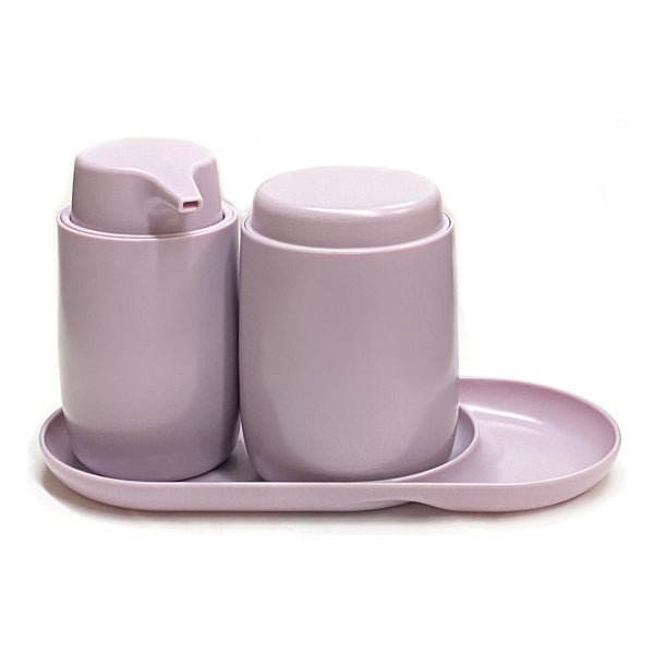 Room Essentials Hand Soap Pump Dispenser/Canister and Tray Bathroom Accessory Set - Matte Lavender (3 - Piece Set) - Dollar Fanatic