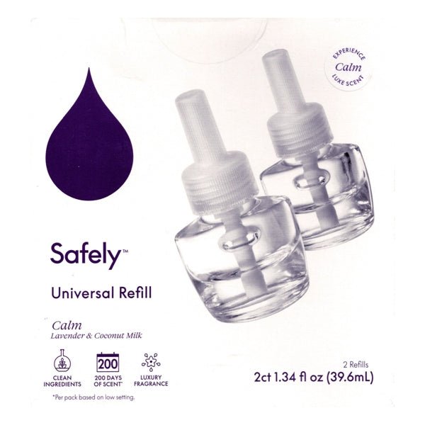 Safely Universal PlugIns Scented Oil Refills - Calm (2 Pack) Blend of Lavender, Coconut Milk, Tonka, Vanilla - Dollar Fanatic