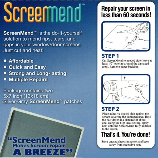 ScreenMend Window/Door Screen Repair Patches - Charcoal (2 Pack) Fix Screens in Less than a Minute - Dollar Fanatic