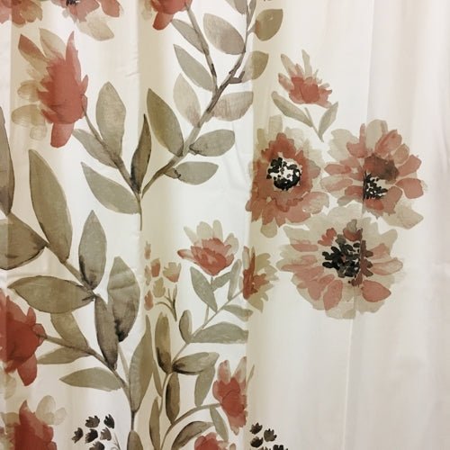 Threshold Coral Blooms Premium Quality Flat Weave Fabric Shower Curtain (72" x 72") - Dollar Fanatic