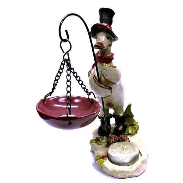 Tii Collections Resin Festive Gray Duck Holding Tart Warmer (C9583) - Dollar Fanatic